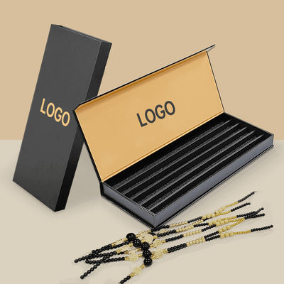 Luxury Custom Logo Black Paper Jewelry Packaging Box For Bracelet Pendant Rigid Magnetic Box