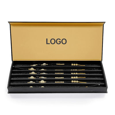 Luxury Custom Logo Black Paper Jewelry Packaging Box For Bracelet Pendant Rigid Magnetic Box