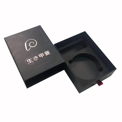 Customize Slid Drawer Paper Box Packaging Gift Box Package Black Gift Box With EVA Insert