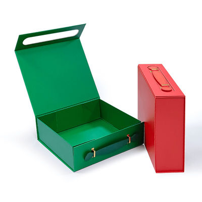 Custom Logo Gift Box Made From Exquisite Recyclable Carton With Practical Leather Handle
