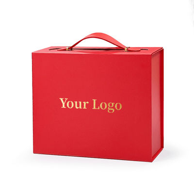 Custom Logo Gift Box Made From Exquisite Recyclable Carton With Practical Leather Handle