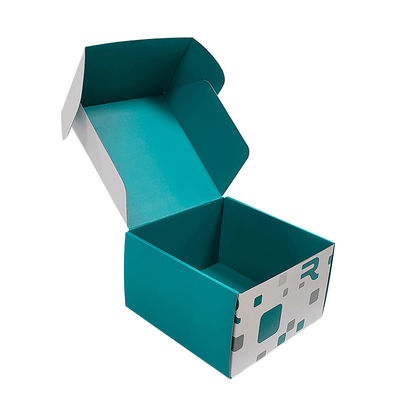 Custom Size Logo Blue White Mixed Mailing Shipping Boxes Kraft Recyclable Corrugated Mailer Box