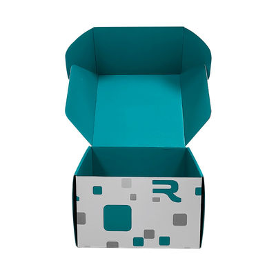 Custom Size Logo Blue White Mixed Mailing Shipping Boxes Kraft Recyclable Corrugated Mailer Box