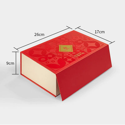 Custom Luxury Red Magnetic Clamshell Christmas Theme Gift Box Bio-Degradable Rigid Magnetic Closure Box Packaging With Handle