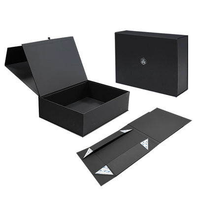 Customized Logo Design Black Rigid Flat Cardboard Magnetic Folding Cajas Regalo For Cosmetics Gift Packaging