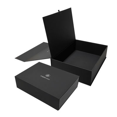 Customized Logo Design Black Rigid Flat Cardboard Magnetic Folding Cajas Regalo For Cosmetics Gift Packaging