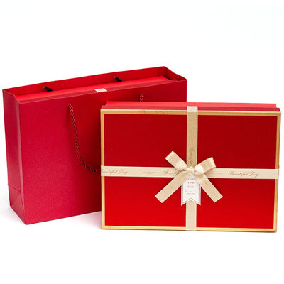 Custom UV Logo Recyclable 2pcs Cardboard Packaging Lid And Base Gift Box With Bow For Clothes Shoes Cosmetics