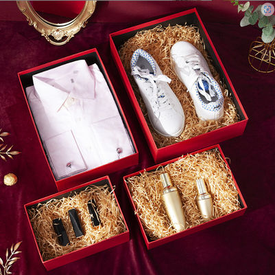 Custom UV Logo Recyclable 2pcs Cardboard Packaging Lid And Base Gift Box With Bow For Clothes Shoes Cosmetics