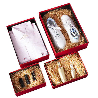 Custom UV Logo Recyclable 2pcs Cardboard Packaging Lid And Base Gift Box With Bow For Clothes Shoes Cosmetics
