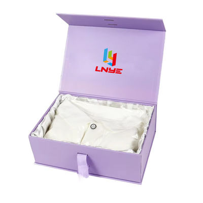 Custom High End Black Magnetic Box Clothing Cardboard Gift Packet Box Human Hair Packaging Box With Satin Silk