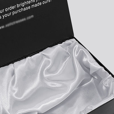 Custom High End Black Magnetic Box Clothing Cardboard Gift Packet Box Human Hair Packaging Box With Satin Silk