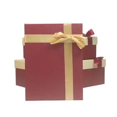 Custom Christmas Gift Box Large Lid Bottom Box Packaging Bow Holiday Ribbon Luxury Unique Holiday Party Gift Box