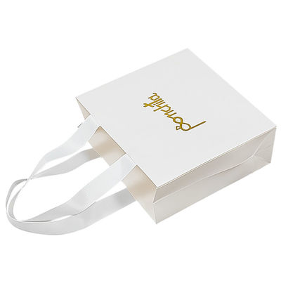 Custom White Black Paper Plain Paper Bags For Dresses Shopping With Your Own Logo Printed