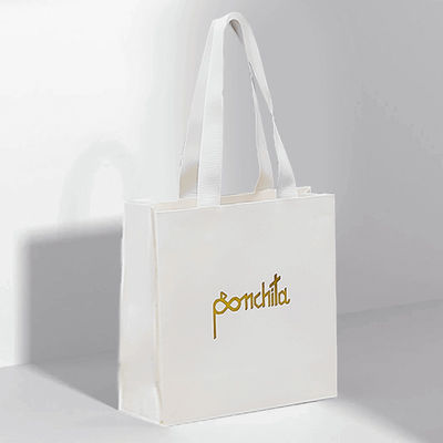 Custom White Black Paper Plain Paper Bags For Dresses Shopping With Your Own Logo Printed
