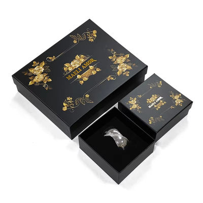 Factory Custom Printing High End Luxury Jewelry Set Boxes Golden Rose Hair Rope Headdress Packaging Box