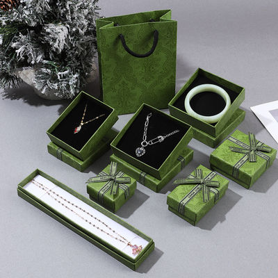 Custom Dark Green Cardboard Paperboard Packaging Box For Jewelry Necklace Bracelet Rings Drawer Gift With Printed Logo