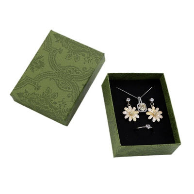 Custom Dark Green Cardboard Paperboard Packaging Box For Jewelry Necklace Bracelet Rings Drawer Gift With Printed Logo