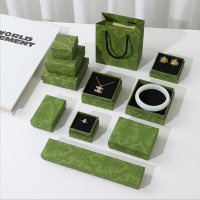 Custom Dark Green Cardboard Paperboard Packaging Box For Jewelry Necklace Bracelet Rings Drawer Gift With Printed Logo