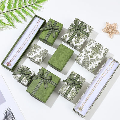 Custom Dark Green Cardboard Paperboard Packaging Box For Jewelry Necklace Bracelet Rings Drawer Gift With Printed Logo