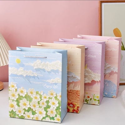 Customized Kraft Personalized pink Small Packaging Paper Bag Hand-held Art Gift Paper Packaging Bag