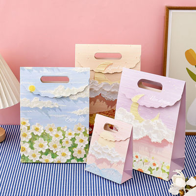 Customized Kraft Personalized pink Small Packaging Paper Bag Hand-held Art Gift Paper Packaging Bag