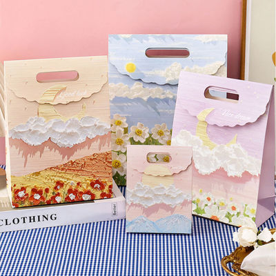 Customized Kraft Personalized pink Small Packaging Paper Bag Hand-held Art Gift Paper Packaging Bag