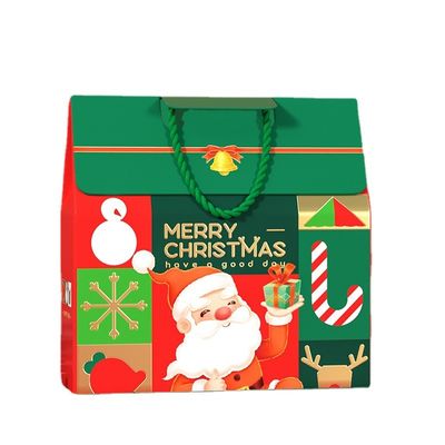 Custom Luxury Christmas Gift Box Packaging With Handle 157g Art Paper 1000g Cardboard