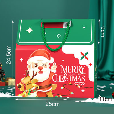 Custom Luxury Christmas Gift Box Packaging With Handle 157g Art Paper 1000g Cardboard