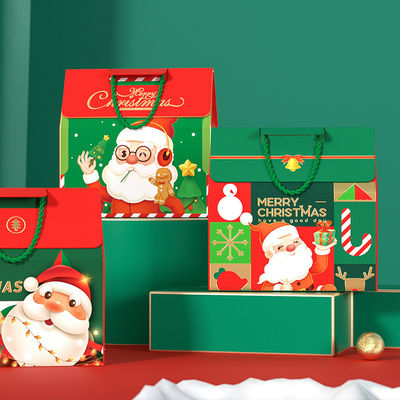 Custom Luxury Christmas Gift Box Packaging With Handle 157g Art Paper 1000g Cardboard