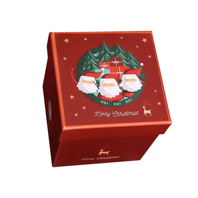 Luxury Custom Christmas Style Environmentally Friendly Gift Packaging Cardboard Red Top Cover Christmas Ribbon Gift Box Set