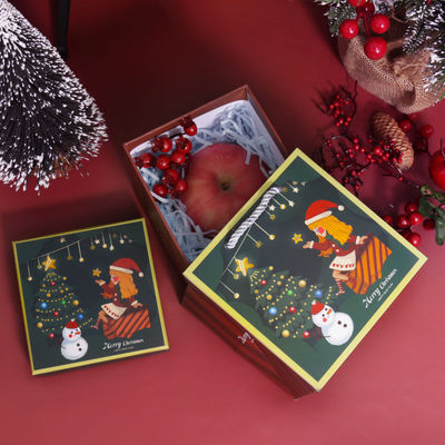 Luxury Custom Christmas Style Environmentally Friendly Gift Packaging Cardboard Red Top Cover Christmas Ribbon Gift Box Set