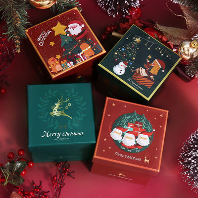 Luxury Custom Christmas Style Environmentally Friendly Gift Packaging Cardboard Red Top Cover Christmas Ribbon Gift Box Set