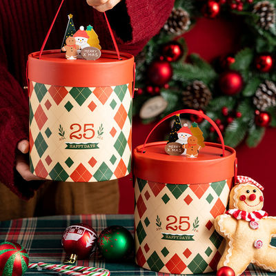 Hot Foil/UV/Varnish Surface Finish Custom Logo Cylindrical Gift Packaging Box For Exquisite Christmas Gifts