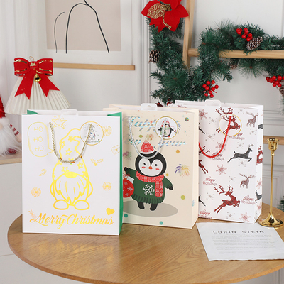 Eco-Friendly Green Paper Bags Recycled Christmas Paper Bags  Sustainable Holiday Gift Packaging Solutions