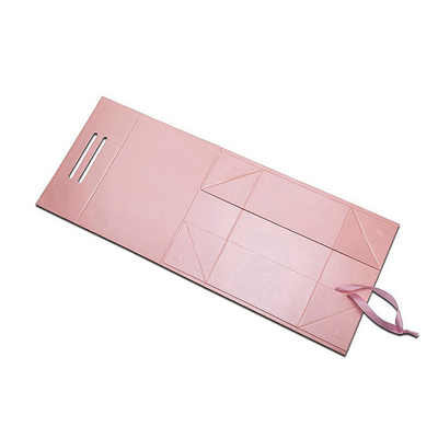 Luxury Pink printed Magnetic Gift Boxes with Ribbon Handle - Custom Logo Rigid Cardboard Packaging for Clothing
