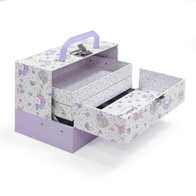 Eco-Friendly Custom Kids Toy Gift Box Luxury Rigid Cardboard Suitcase Style with Metal Handle