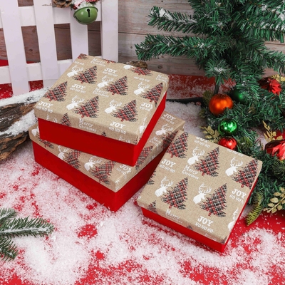 Christmas Gift Box Set with Ribbon Custom Printed Polyester Holiday Gift Boxes for Xmas Wholesale Festive Packaging