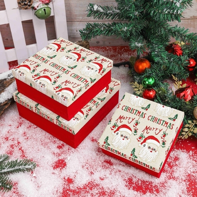 Christmas Gift Box Set with Ribbon Custom Printed Polyester Holiday Gift Boxes for Xmas Wholesale Festive Packaging