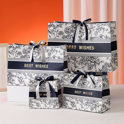 Luxury Custom Small Paper Bags with Ribbon Handle for Jewelry Boxes Wholesale Gift & Craft Packaging Lamination Printing