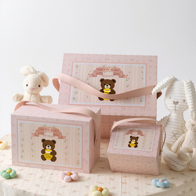 Wholesale Custom Children's Eco-Friendly Cardboard Handmade Packaging Gift Box Toy Storage Box with Handle
