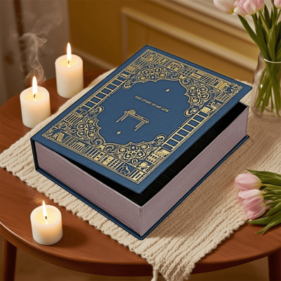 Custom Printed Luxury Book Shape Gift Box Packaging for Branded Candles Premium Wedding Holiday Gift Solution
