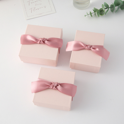 Custom Adorable Baby pink Jewelry Box with logo Ring Necklace Earring Bracelet Packaging Cardboard