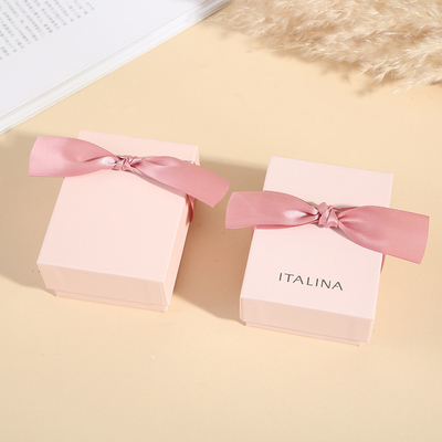 Custom Adorable Baby pink Jewelry Box with logo Ring Necklace Earring Bracelet Packaging Cardboard