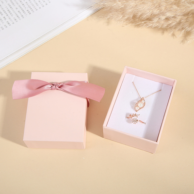 Custom Adorable Baby pink Jewelry Box with logo Ring Necklace Earring Bracelet Packaging Cardboard