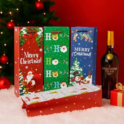 Customized Small Personalized Christmas Paper Luxury Shopping Paper Bag with Ribbon Handle