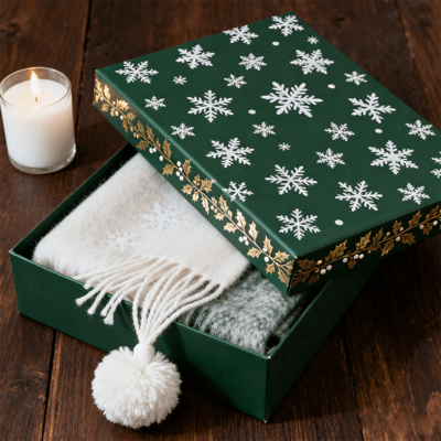 Custom Luxury Christmas Gift Boxes Matte Rigid Carton for Packaging Scarf Dress Underwear Shirt Recycled Aseptic Materials