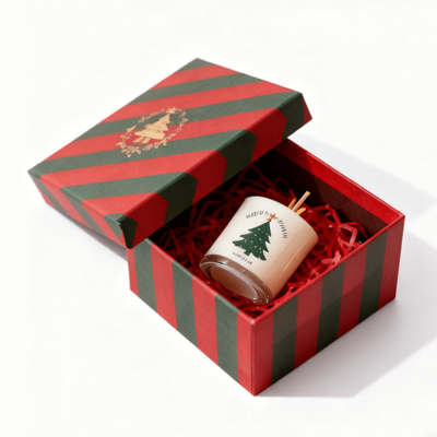 Factory Wholesale Custom Colorful Cardboard Christmas Paper Box Lid and Base Candle Boxes with Stamping