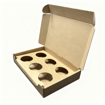 Custom 6-Pack Kraft Corrugated Gift Packaging Box for 2 oz Scented Candle Tin Gold Foil & Matt Lamination Printing Handling