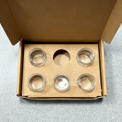 Custom 6-Pack Kraft Corrugated Gift Packaging Box for 2 oz Scented Candle Tin Gold Foil & Matt Lamination Printing Handling