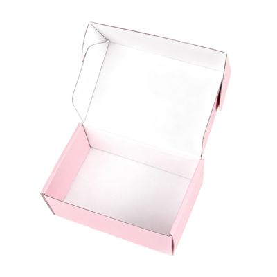 Small Custom Printed Pink Recyclable Corrugated Cardboard Cosmetic Packaging Mailer Boxes With Matt Lamination